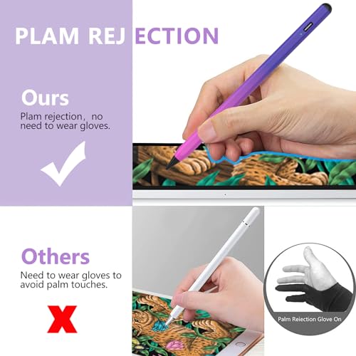 Image of Stylus Pen for iPad 2018-2023 with Palm Rejection, Active Pencil for iPads 10th /9th /8th /7th /6th Gen, for iPad Pro 11 /12.9 inch, for iPad Air 5th /4th /3th, for iPad mini 6th /5th Gen(Purple Rose Red)