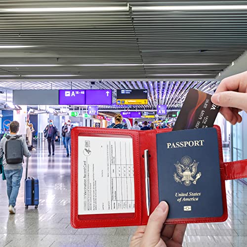 Gdtk Leather Passport Holder Cover Case Rfid Blocking Travel Wallet (Red) #TOP1