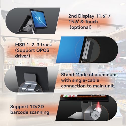 Image of All-in-One Split Screen Retail Cash Register SD-i800 15.6 Inch Windows System POS Terminal with Near Field Touch Screen 11.6 Inch Customer Display for Enhanced Shopping Experience