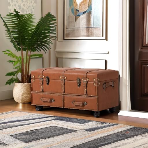 Amazon｜LONYKE ヴィンテージ トレジャーチェストベンチ ラッチ