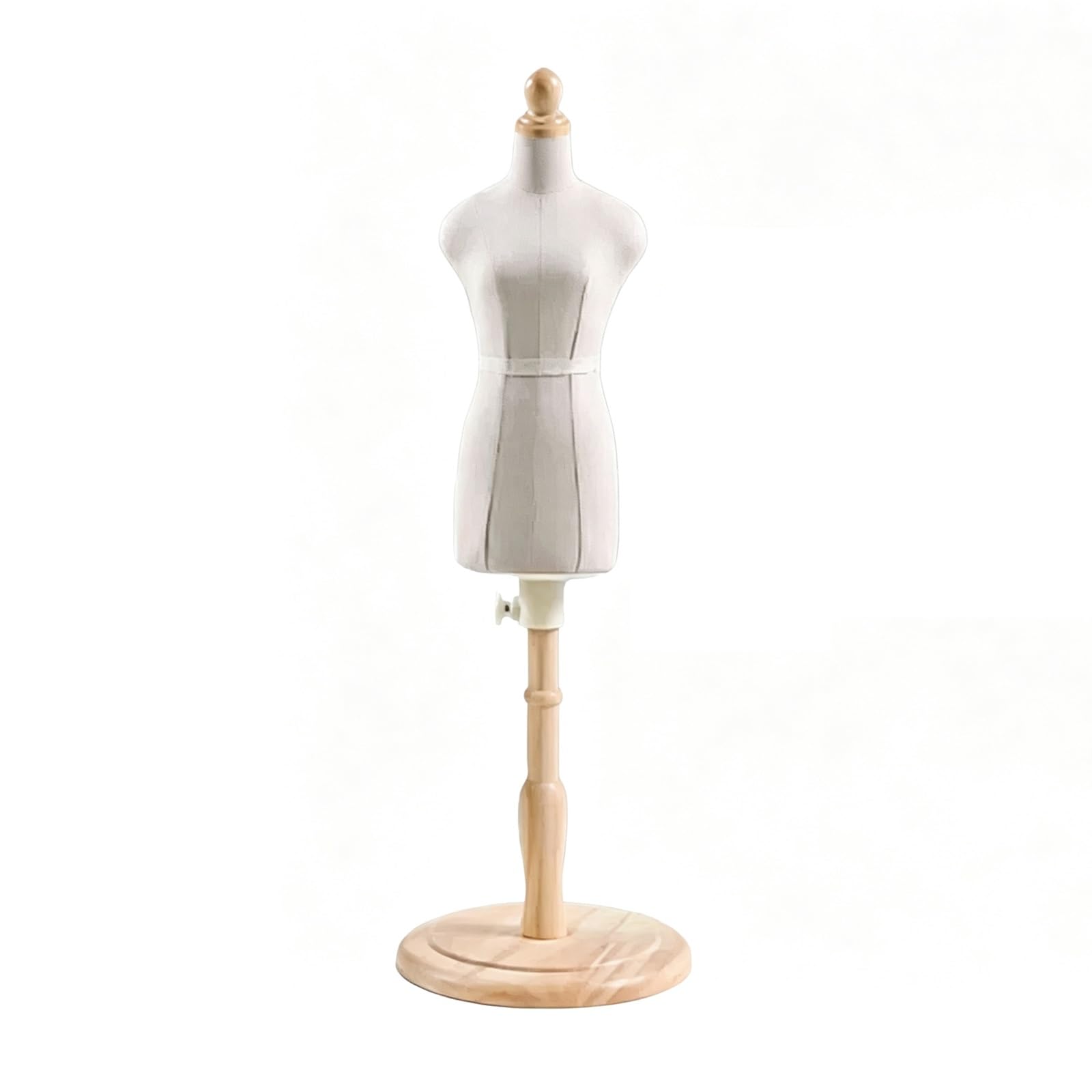 Mini Forma de Maniquí con Base de Madera, Maniqui Costura para Creación | Torso de Maniquí de Lino Alfilerable, Maniquí de Costura Regulable en Altura para Creación, Exposición(Natural,1/2 Size)