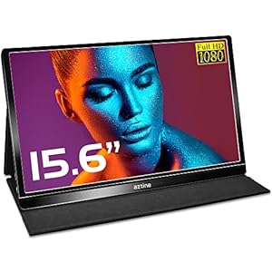 Aztine 15.6″ Portable Monitor 1920×1080 Full HD IPS Screen Display with HDMI & USB Type-C for Laptop, PC, MacBook, Xbox, PS3/4, Android Phone (Black)