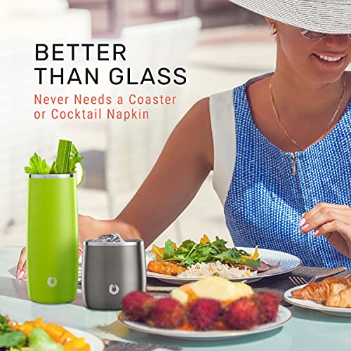 Snowfox Premium Vacuum Insulated Stainless Steel Cocktail Glass / Drink Tumbler - Set Of 2 - Drinks Stay Icy Cold - Thermal Highball Glasses - Elegant Home Entertaining - Classic Barware - 14.5 Oz #TOP3