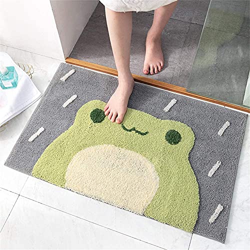 Ankah Bath Mat Cute Shower Rug, Luxury Shaggy High Absorbent And Anti Slip, Machine Washable Fit For Bathtub, Shower And Bath Room, 18" X 26", Little Frog #TOP6