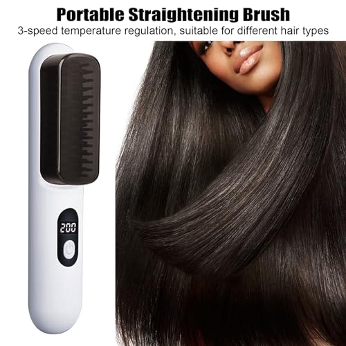 Plancha para el cabello con cepillo estilizador, bloquea la humedad y reduce el frizz, con ajuste de temperatura de 3 velocidades, ideal para viajes y regalos miniatura 2