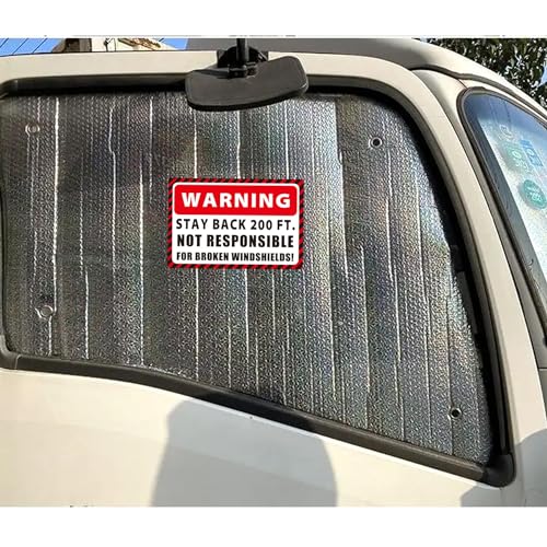 Image of Warning Stay Back 200Ft Stickers Not Responsible for Broken Windshields Truck Sticker Sign 5 Pcs Car Safety Vinyl Decal For Construction Truck End Dump Truck 12 x 8 Inch