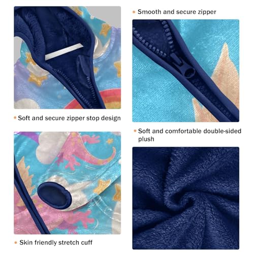 Cute Dragon with Rainbow Stars Toddler Fleece Jacket Girl Boys Hooded Fleece Jacket Coat Warm Outwear Zip-up 3-10T3