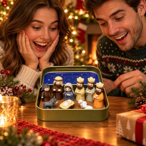 Mini Nativity Scene Set 10-Piece Pocket Size, Plastic Holy Family Figurines - image 5