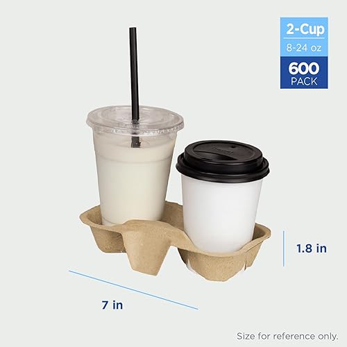 Miniatura 3 de Karat C5001 Fibra Moldeada 2 Portavasos para 8oz a 24 oz Tazas (Paquete de 600)