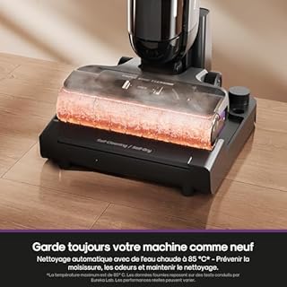 Eureka RapidWash NEW730 Aspirateur Laveur sans Fil Aspiration 21600 Pa, Lavage Eau Chaude 85 °C, Séchage 5 Minutes Air Chaud, Anti Emmêlement 2,0, Conception à Plat, Autonomie 40 Mins Ininterrompue