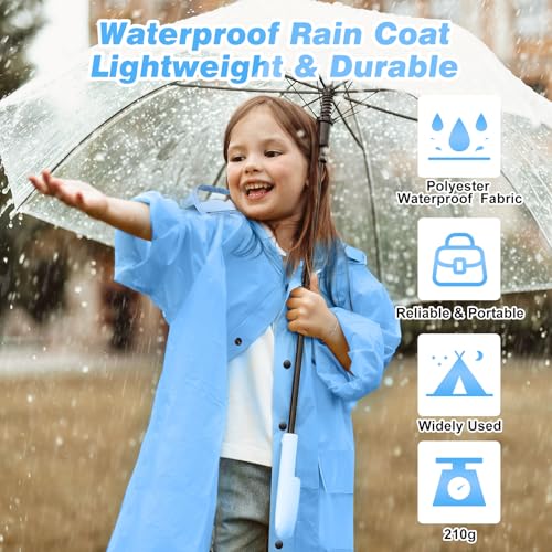 Image of LAMA Kids Raincoat with Hood, Lightweight Raincoat for Girls, Kid Long Rain Jacket
