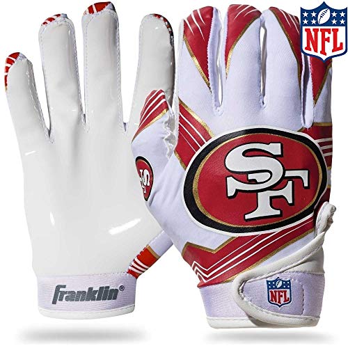 Franklin Sports San Francisco 49Ers Youth Nfl Football Receiver Gloves - Receiver Gloves For Kids - Nfl Team Logos And Silicone Palm - Youth M/L Pair #TOP24