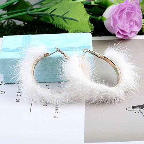 Mink Fur Hoop Earrings 5 cm Big size Raccoon Fur Hoop Earring Warm Christmas Gifts Endless Circle Earrings for Women2