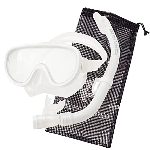 Reef Tourer Máscara Y Snorkel Para Adultos Con Lente De Vidrio Templado Panorámico, Modelo RC0105 W miniatura 1
