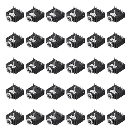 sourcing map 30 Pcs 5 Pins Female 3.5mm Stereo TRS Jacks Plug Socket for Audio Headphone Radio PCB Panel CD Players