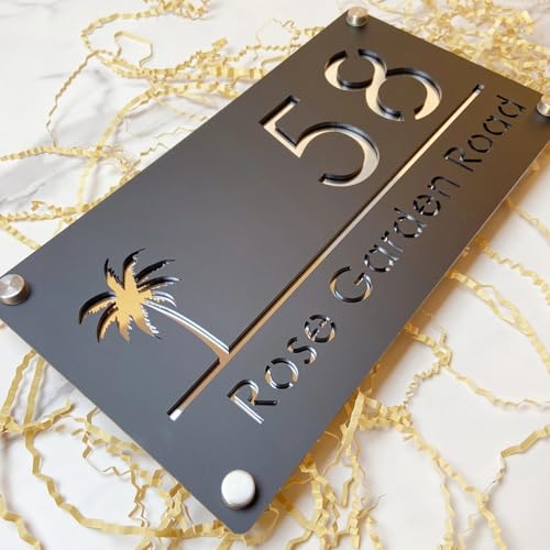Gufacai House Number Sign Black Silver
