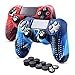 Produktbild 6amLifestyle PS4 Controller Skin (Rot + Blau, 2 Controller Skins + 10 Daumengriffe) Anti-Rutsch-Silikonhülle Schutzhülle für DualShock 4 PS4 / PS4 Slim / PS4 Pro Controller