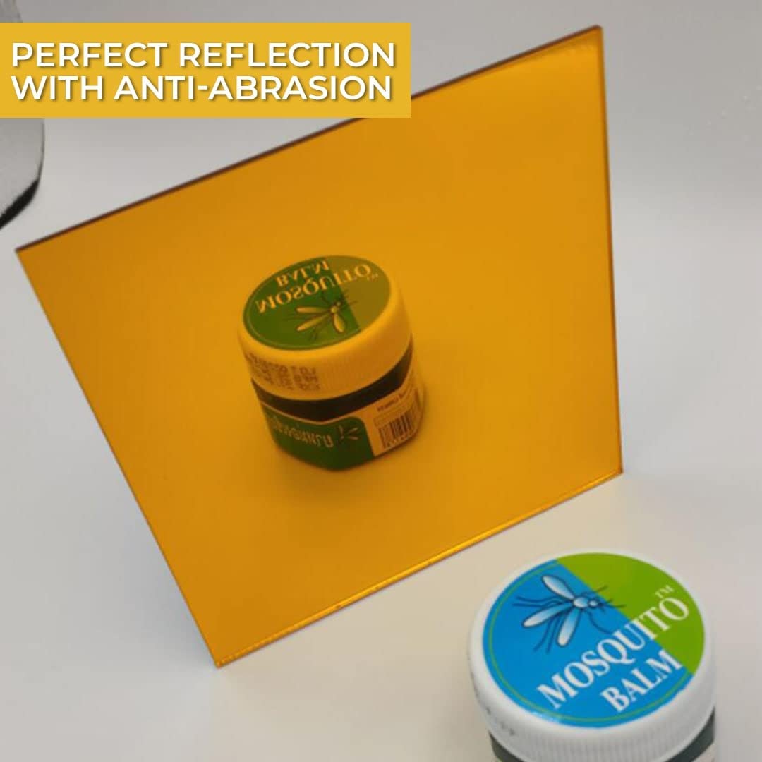 4PCS Gold Acrylic Sheets Mirrored – Gold Mirror Sheets 12x12 Cast Acrylic Sheet 1/8 for Laser Polished Edge with Film Masking for Design DIY Craft