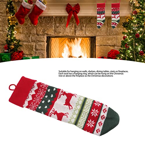 Meia De Natal De Malha BORDSTRACT, Bolsa Decorativa De Lã Para Meias Infantis Com Anel Para Pendurar