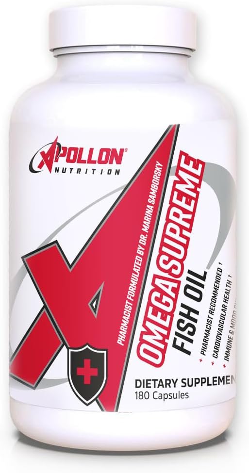 Apollon Nutrition Omega Supreme 60 Servings – Ultra-Pure Omega 3 Fish Oil Softgels | EPA, DHA, DPA | Daily Wellness & Heart Health Formula