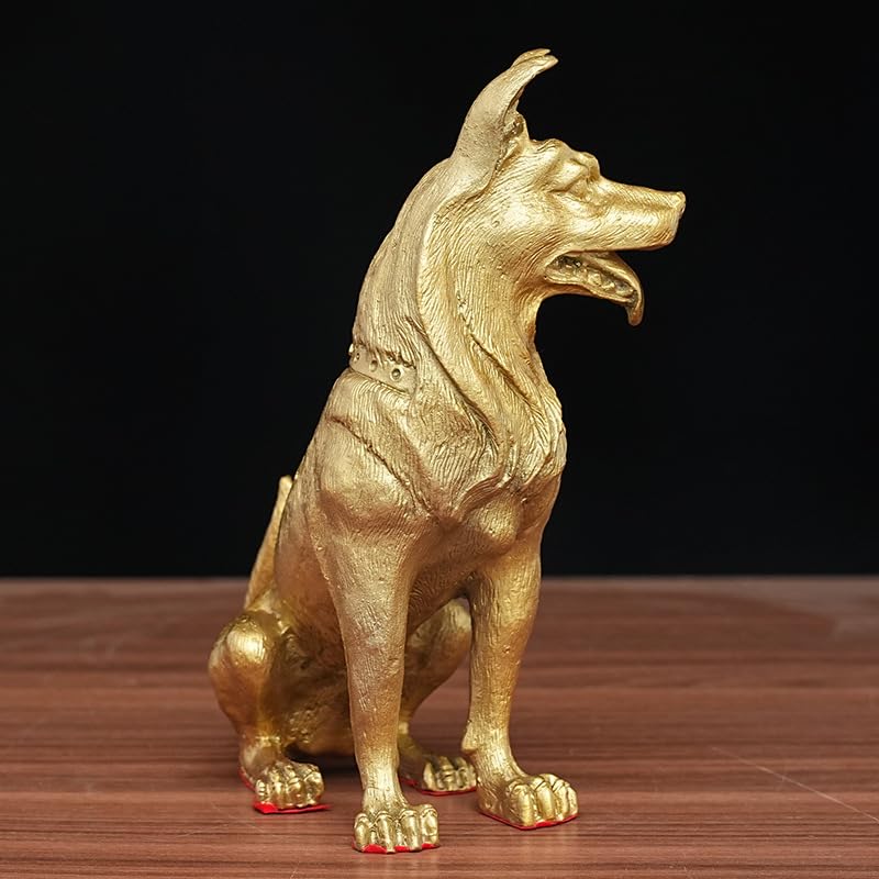 NIBHZ Mosiężna statua psa figurka zwierzątko rzeźba na blacie dekoracja stołu figurka wewnętrzna do domu lub biura,12cm