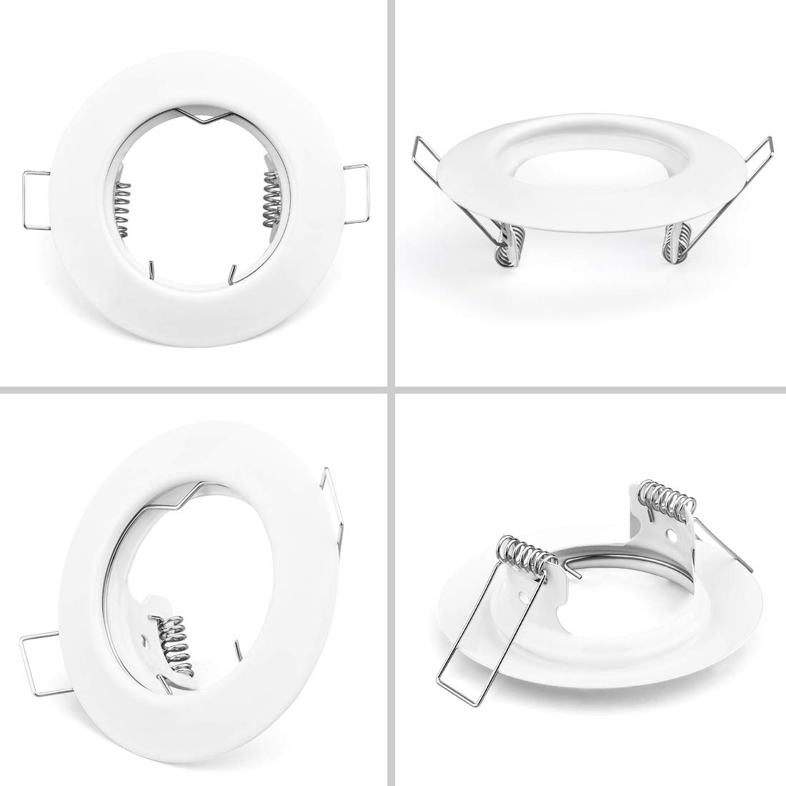 KYOTECH Cornice Faretto Incasso GU10 Portafaretto da Incasso Rotondo Bianco,Per GU10 alogeno e MR16, Faretti led da incasso per cartongesso incl.Portalampada,set da 10