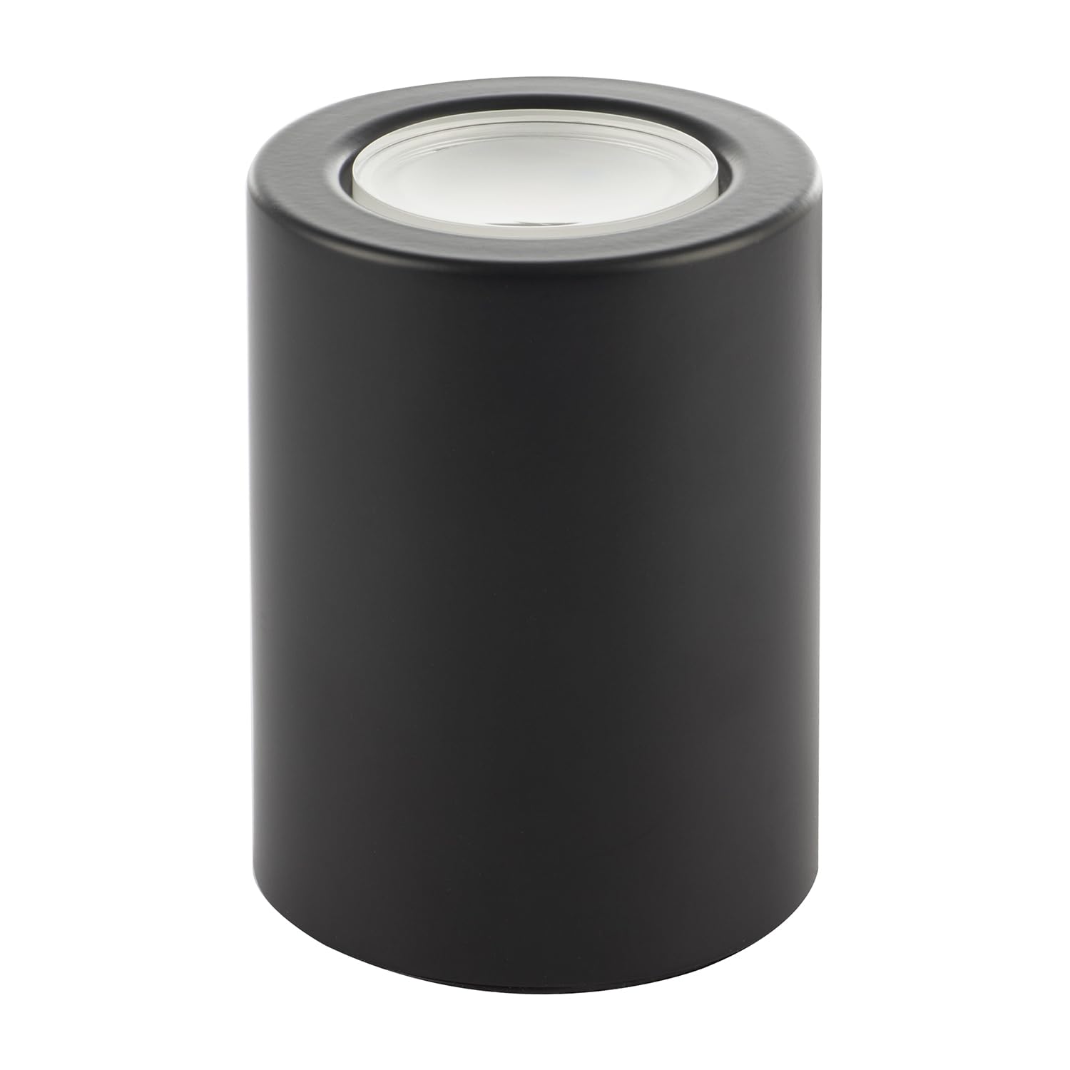 Happy Homewares Cylindrical LED Floor Uplighter with Minimalist Architectural Design | Matte Black Metal Finish | 5W LED 375 Lumens Warm White