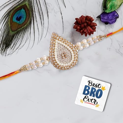 Image of eCraftIndia Designer Rakhi, Best Bro Ever Fridge Magnet with Roli Chawal Pack - Rakhi for Brother, Bhaiya, Bhai