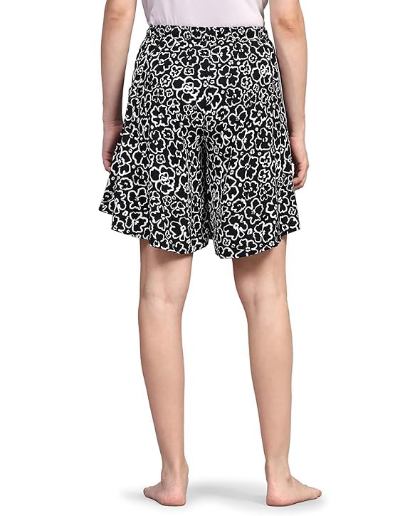 Image of B STORIES Women's Viscose Printed Lounge Culotte Shorts (Pack of 2)