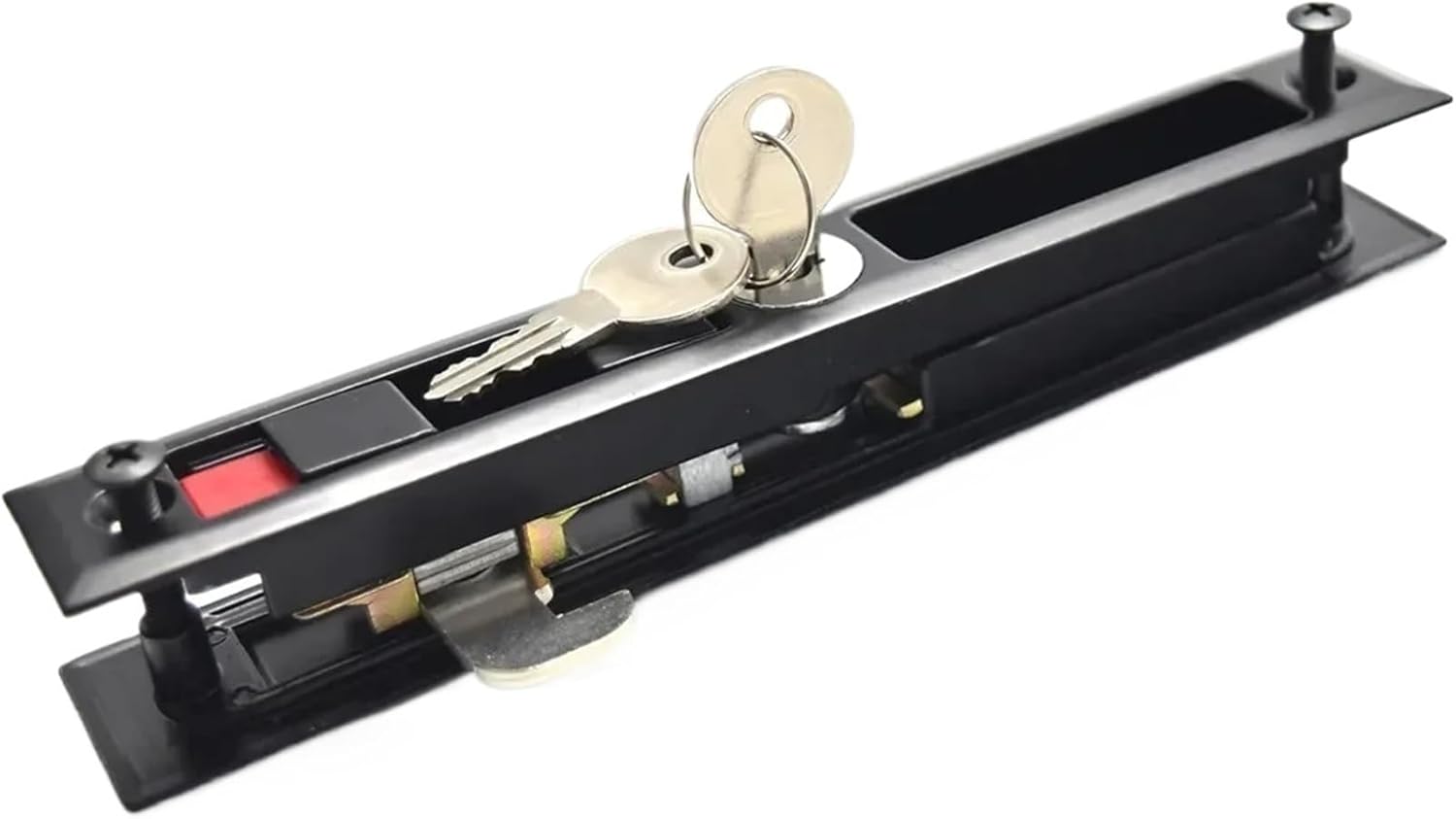 Black Sliding Door Lock 2 Brass Keys for Room Bathroom Accessories Funiture Latch MMS226 G 1Pcs(Black No Key)