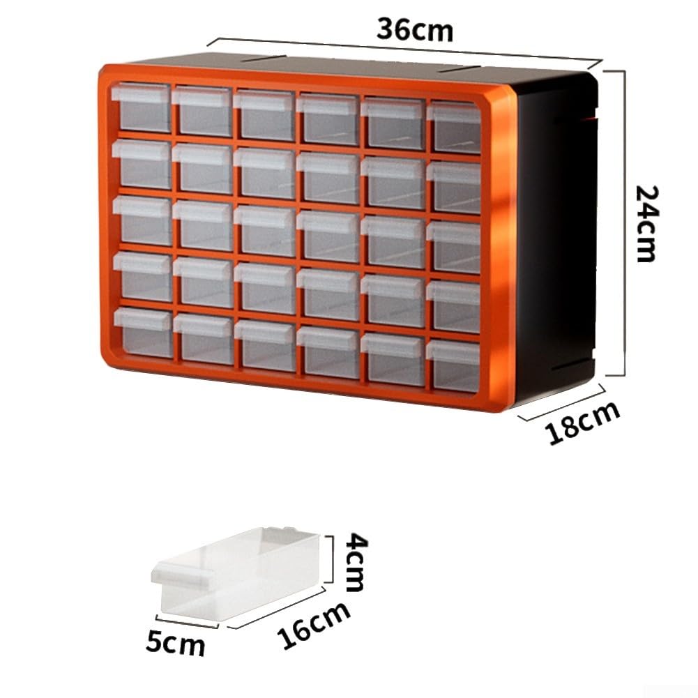 Scatola portaoggetti per cassetti, in plastica, multi griglia, per montaggio a parete, organizer per componenti elettronici (arancione)