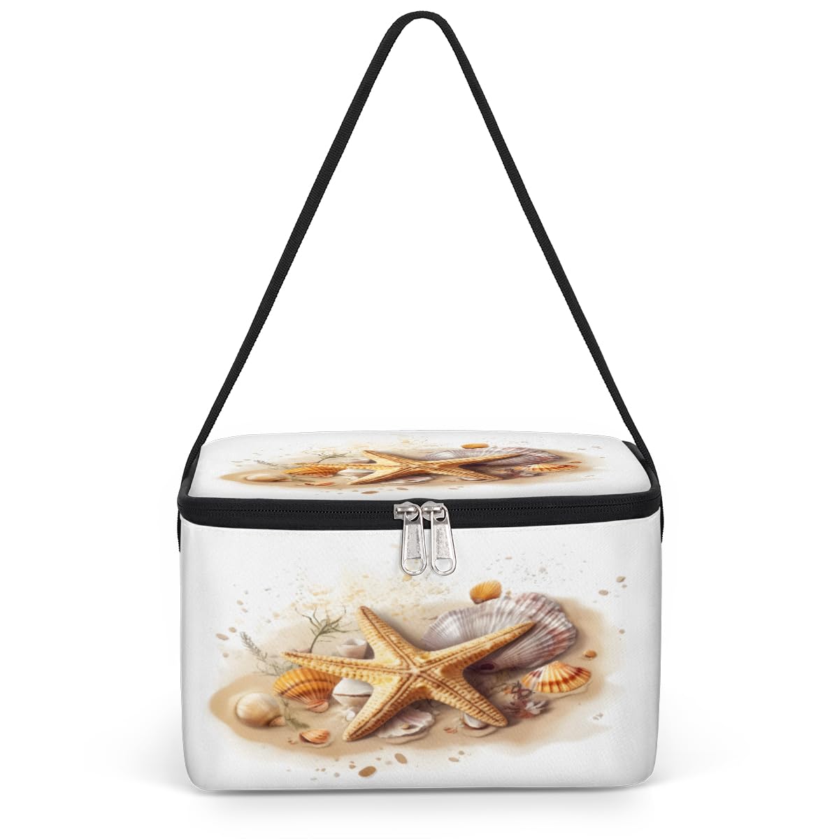 GzLeyigou Starfish Lunch Bags for Women Men 9 Cans, Hot & Cold Food Delivery Bag Insulated Grocery Bag Insulated Lunch Box Shells Cooler Bag for Office Work Picnic Beach