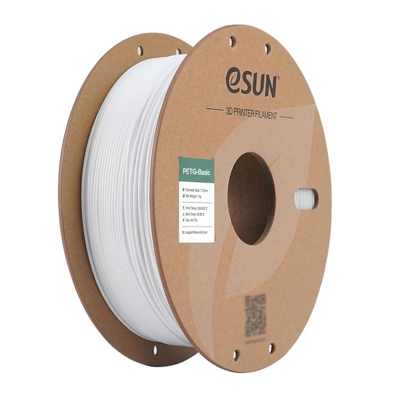 eSUN PETG Basic 3D Printing Filament 1KG, High Toughness Glossy,White