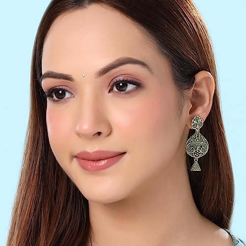 Traditional Dangle Drop Oxidised Earrings Combo - Set of 3 Pairs