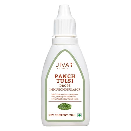 Jiva Tulsi Drops - 20 ml - Pack of 1 - Pure Herbs Used, 100% Ayurvedic Formulation, Natural & Organic Tulsi Drops with Benefit of 5 Species of Tulsi, 5X Immunity Booster