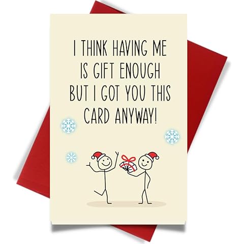 Cheerin Christmas Card with Envelope - Funny Romantic Xmas Card - Love Christmas Card for Boyfriend, Girlfriend, Husband, Wife Cover