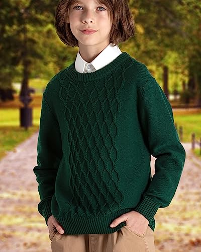 Image of BOBOYOYO Boys Sweaters 100% Cotton Cable Knit Kids Sweater Striped Pullover