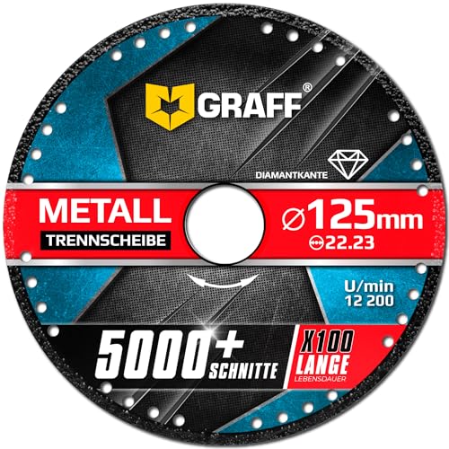 Disque a Tronconner 125 Metal GRAFF Black – Disque Meuleuse pour Fer Métal Acier Inox Aluminium – Disque Diamant pour Meuleuse d'Angle – Disque a Ebarber 125 Metal