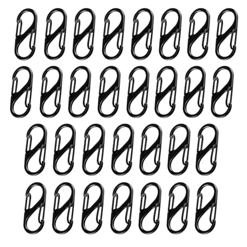 ZMaglorian Mini Mousqueton Métal Forme S, 30 Pièces 32mm à Double Ouverture, Petit Mousqueton Porte-Clés, pour Camping, Randonnée et Usage Domestique, Carabiner
