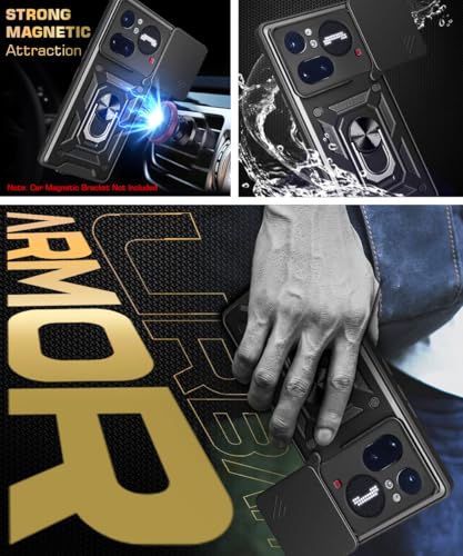 Image of WOW IMAGINE Tough Armor Bumper Mobile Back Case for Nothing Phone 4A Pro | Sliding Camera Cover | Shock Proof 360 Protection | Hybrid PC + TPU | Ring Holder with Kickstand - Black