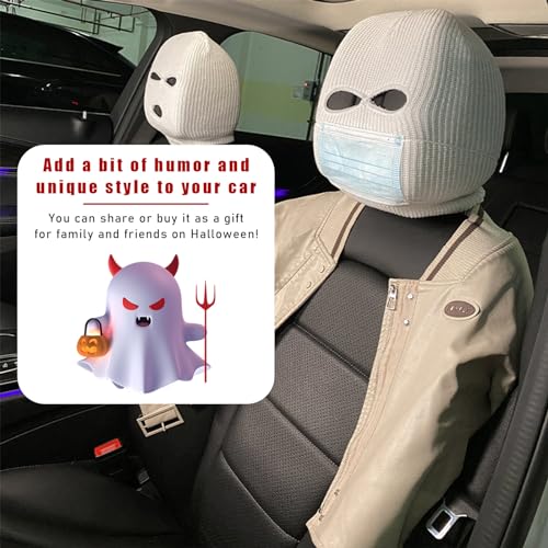 Suvnie SUVNIE-1430CH 2 Pcs Car Headrest Cover, Personalized Funny Car Seat Full Face Mask thumb #5