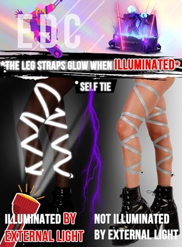 Image of Ella Lust Reflective Rave Leg Wrap for Women - Adjustable Holographic Glow Straps Music Party Accessories EDC Concert Outfits