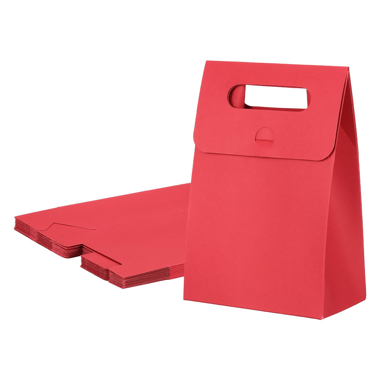 PATIKIL Kraft Paper Bags (13.5 x 8 x 19cm, Red) (12Pcs) Stand Up Gift Bags with Handles, Suit for - Party Favor/Wedding/Bridal Shower/Festivals/Gift Packing