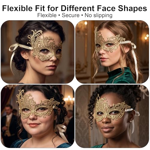 Image of Exlinonline Lace Masquerade Mask Elastic,Fit for Adult,Soft Gentle Material,Specially For Costume,Thememed Party
