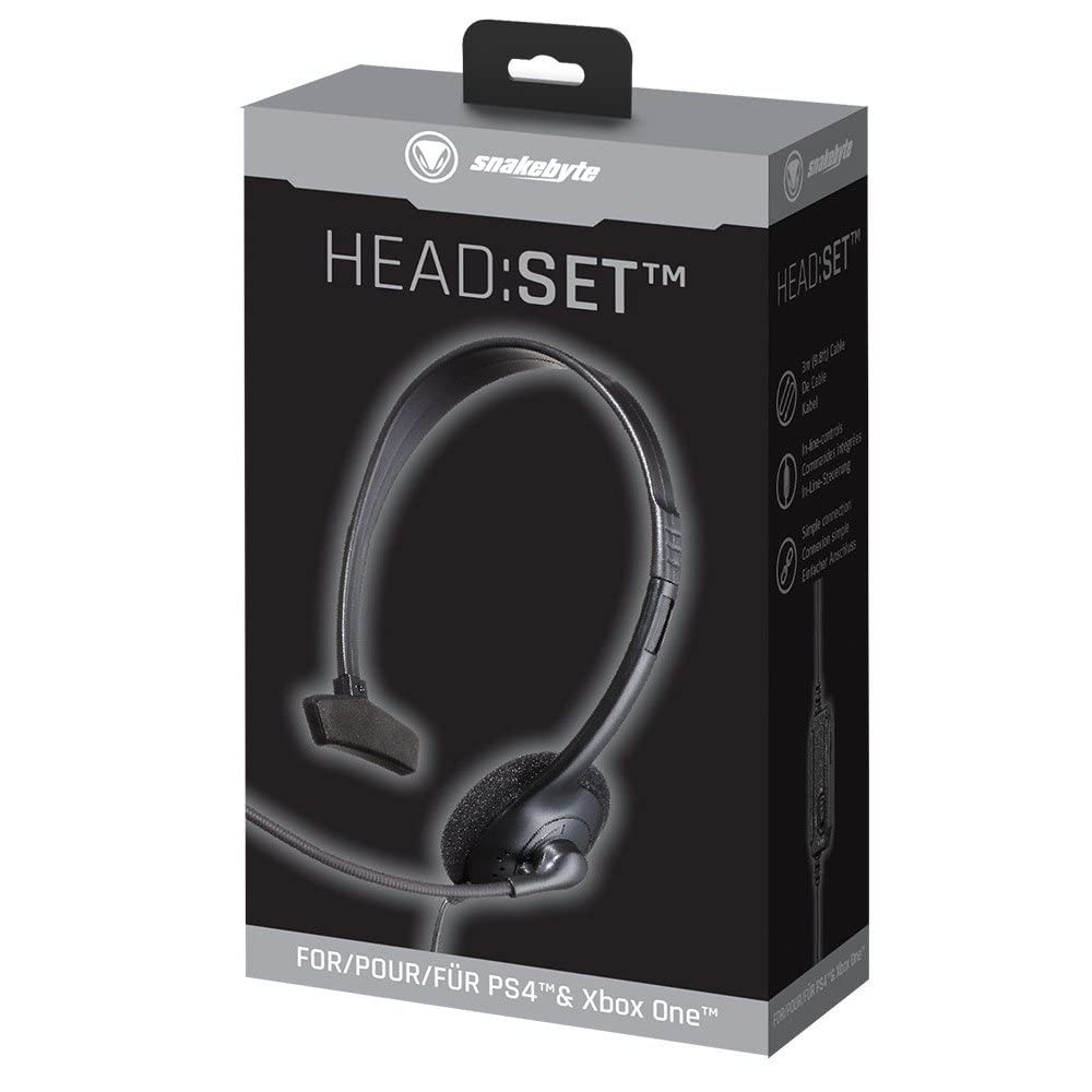 Snakebyte chat: headset for PS4 - Mono Over the Head Headset for PlayStation 4 Headset with High Wearing Comfort - In-Line-Controls for Microphone Mute and Volume - PlayStation 4