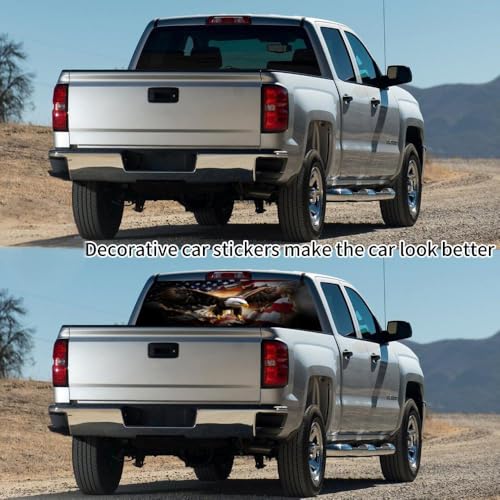 Image of Rear Window Decals for Trucks - 65x17.3 in Back Window Decals Fit Most Pickup Trucks SUV, Vinyl American Flag Back Window Decal for Car Personalized Decoration