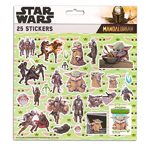 Star Wars Mochila para meninos, crianças – Pacote com mochila escolar Baby Yoda de 40,6 cm, adesivos