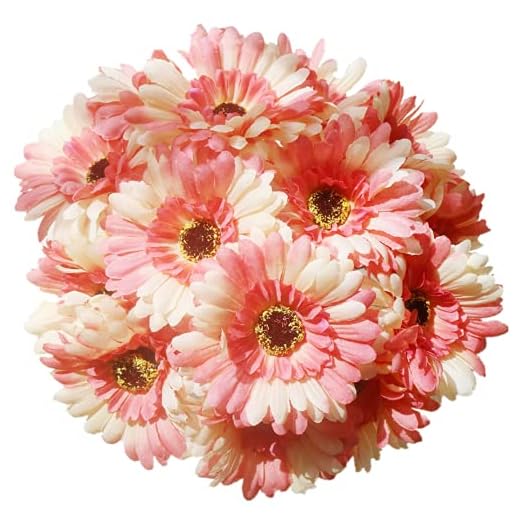 15 flores de margaritas de seda artificiales, flores falsas de gerbera, ramo de boda para el hogar, boda, fiesta, decoración de centro de mesa (naranja)