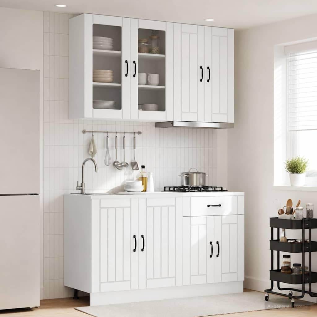 Hothingwell Unité de Cuisine Lucca 4 pc Blanc Bois d'Ingénierie