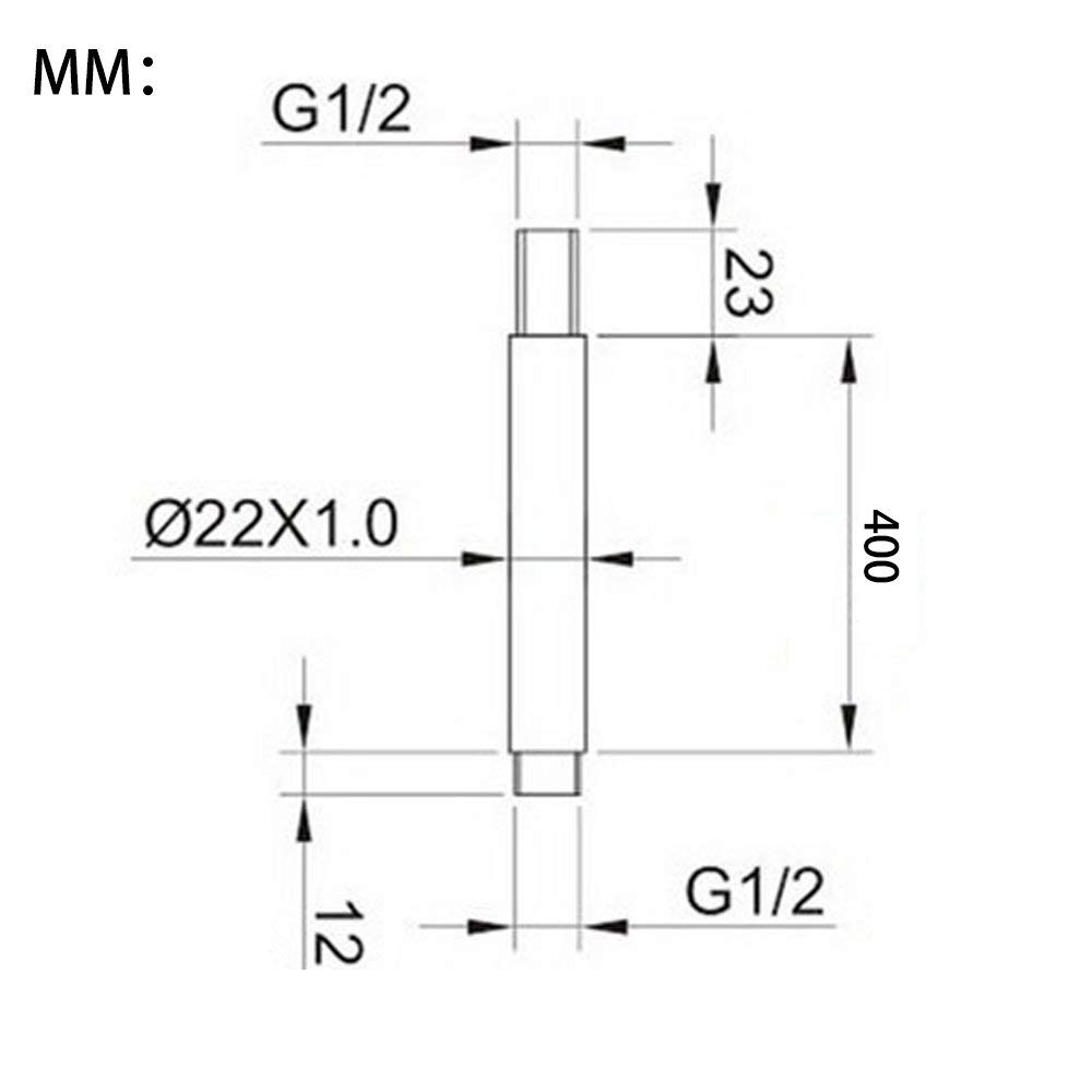 Bras De Douche Droit En Laiton Chromé 400 Mm - Avec Bride De Fixation - Raccord 1/2" - Qualité Professionnelle